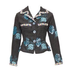VOYAGE INVEST IN THE ORIGINAL LONDON blue colourful sequins grey peplum jacket S