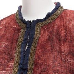 VOYAGE INVEST IN THE ORIGINAL LONDON burgundy sheer gold black cropped jacket