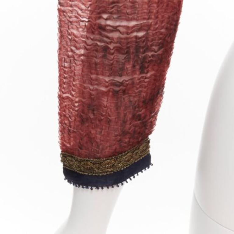 VOYAGE INVEST IN THE ORIGINAL LONDON burgundy sheer gold black cropped jacket For Sale 3
