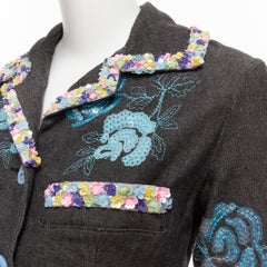 VOYAGE INVEST IN THE ORIGINAL LONDON colourful sequins twill peplum jacket S