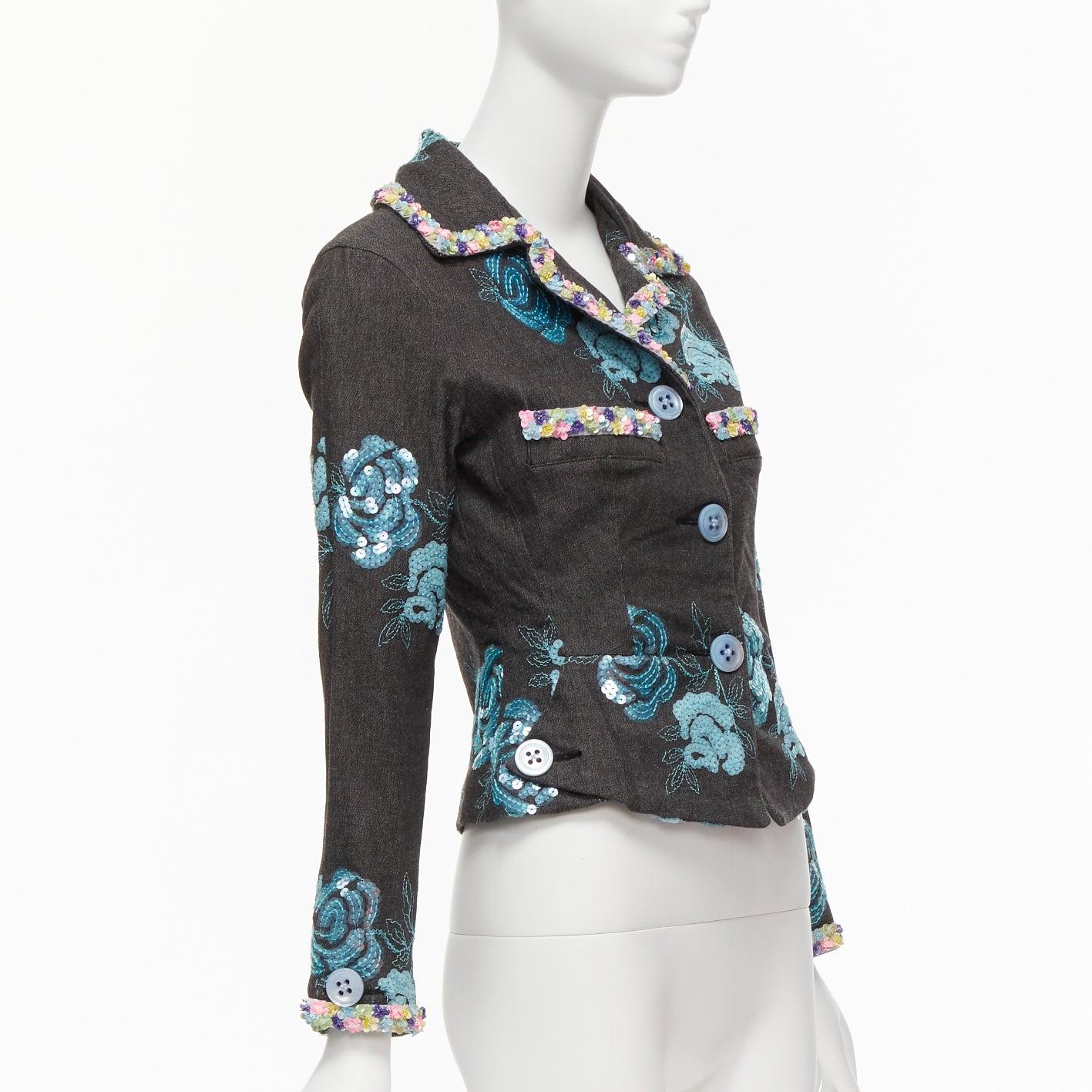 Black VOYAGE INVEST IN THE ORIGINAL LONDON colourful sequins twill peplum jacket S