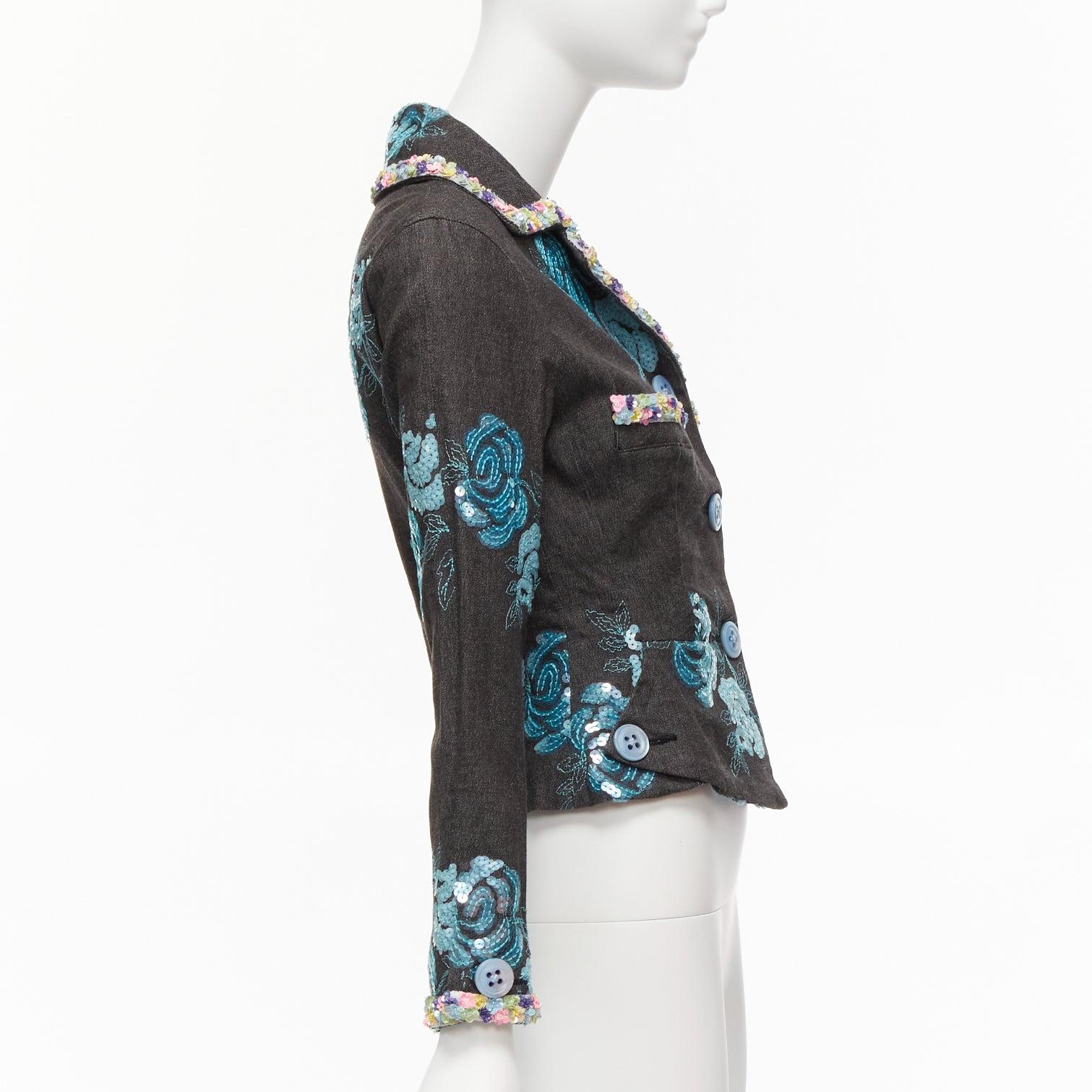 VOYAGE INVEST IN THE ORIGINAL LONDON colourful sequins twill peplum jacket S In Excellent Condition In Hong Kong, NT