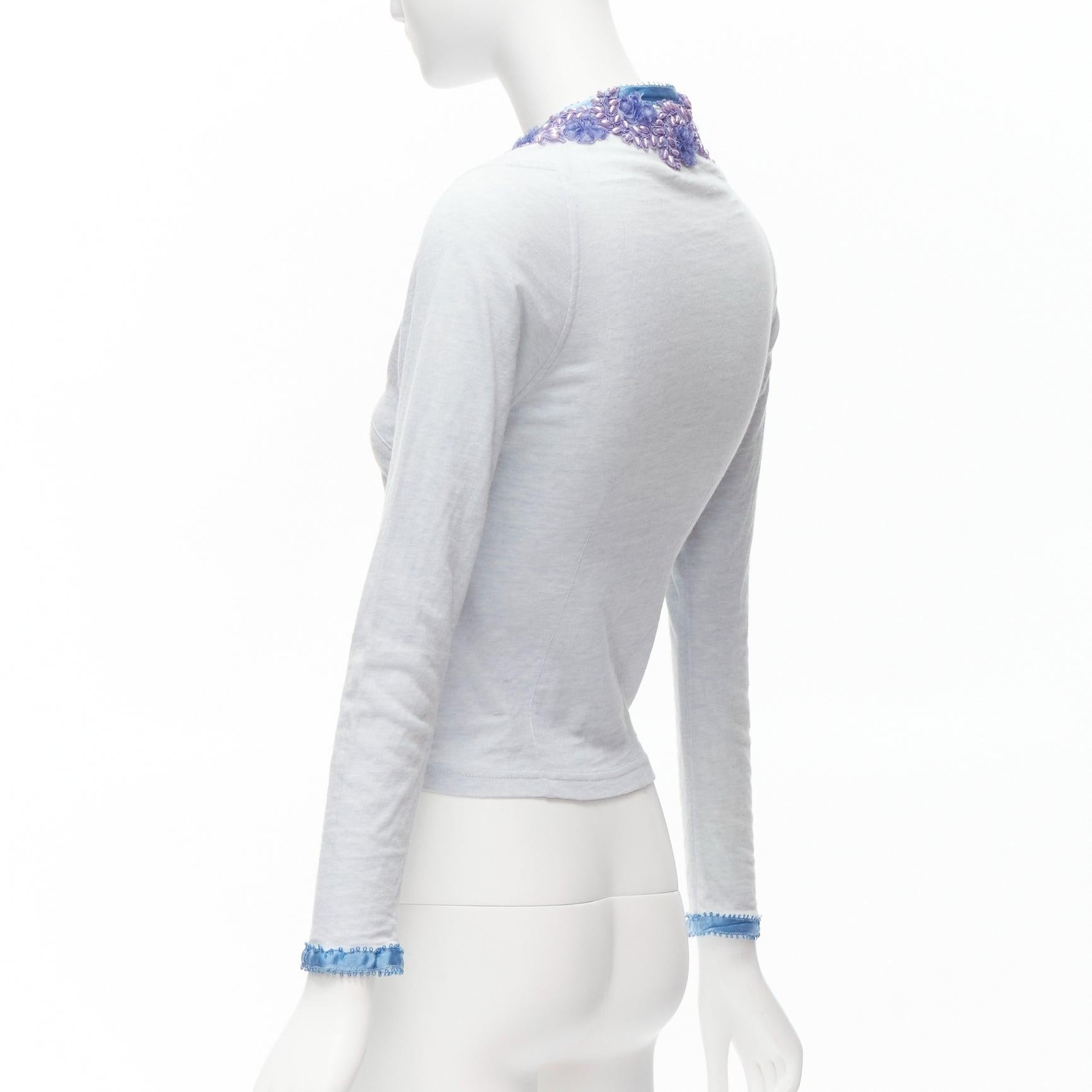 VOYAGE INVEST IN THE ORIGINAL LONDON embellishment trim cotton blend cardigan L For Sale 2