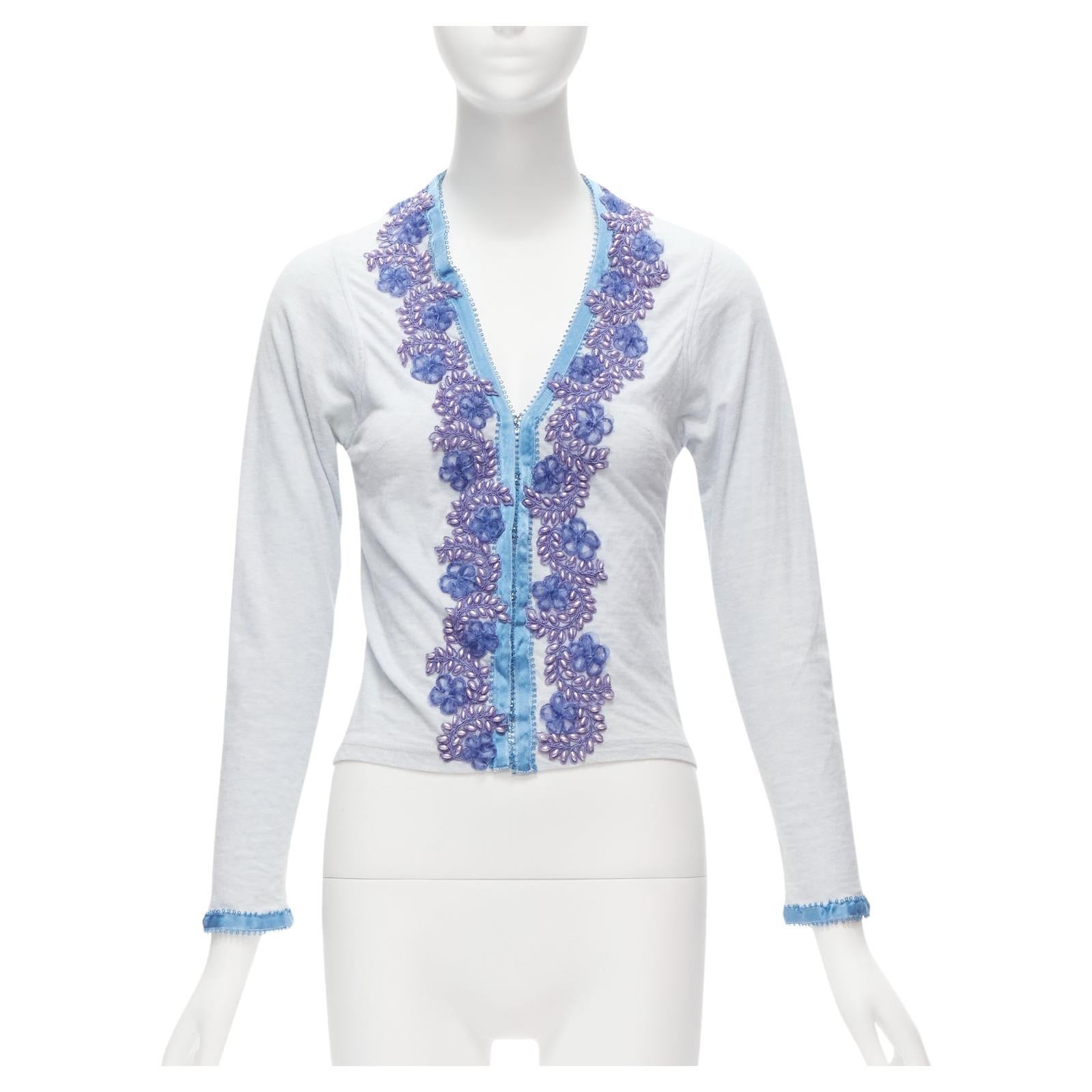 VOYAGE INVEST IN THE ORIGINAL LONDON embellishment trim cotton blend cardigan L For Sale