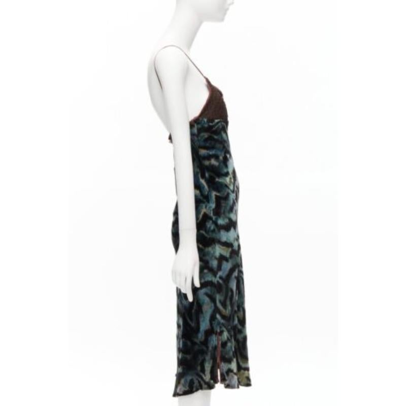 VOYAGE INVEST IN THE ORIGINAL LONDON green swirl velvet embroidered slip dress In Good Condition In Hong Kong, NT