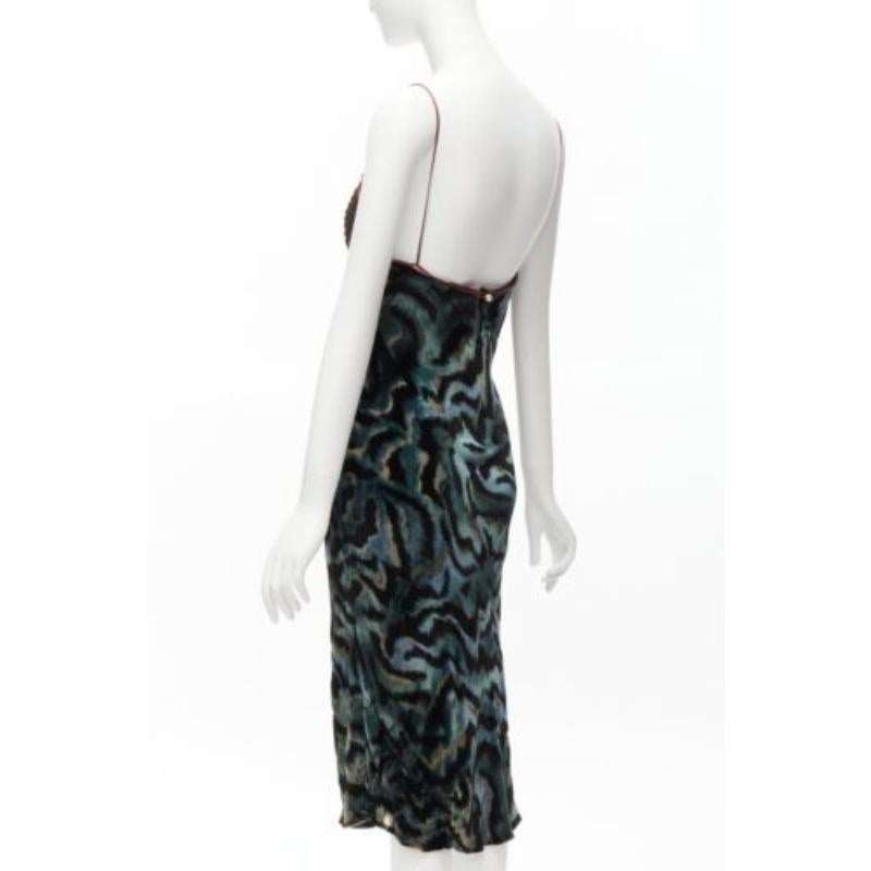VOYAGE INVEST IN THE ORIGINAL LONDON green swirl velvet embroidered slip dress 1