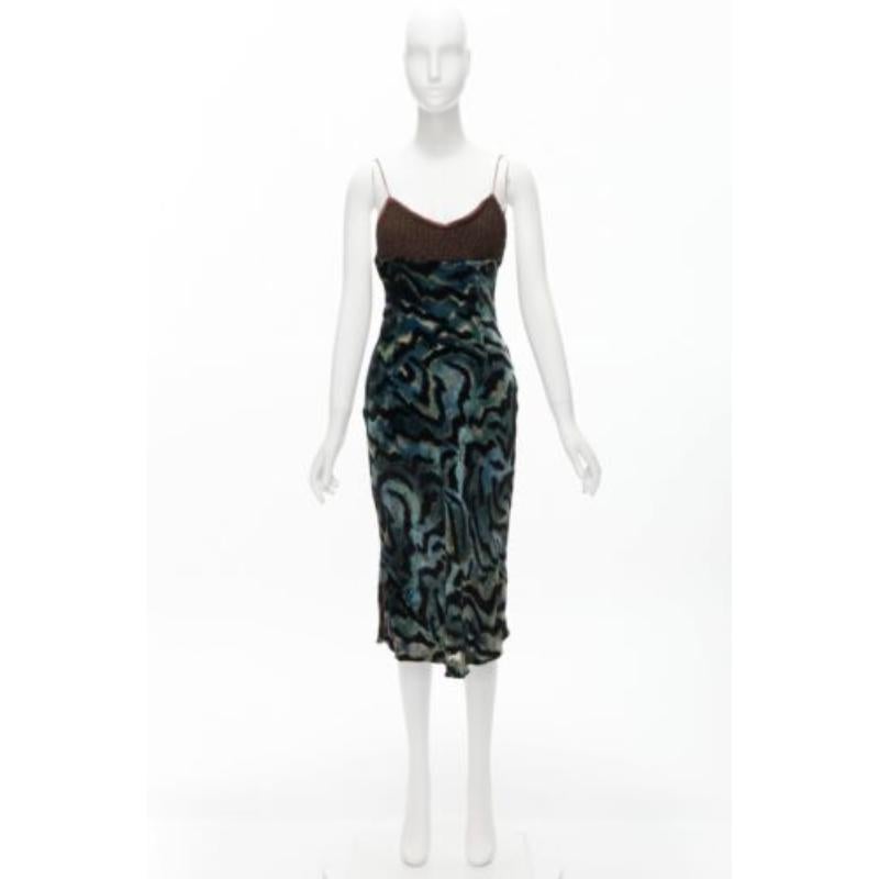 VOYAGE INVEST IN THE ORIGINAL LONDON green swirl velvet embroidered slip dress 4