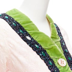 VOYAGE INVEST IN THE ORIGINAL LONDON green velvet pink lace beaded jacket M