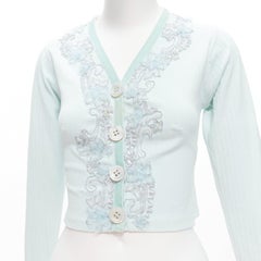 VOYAGE INVEST IN THE ORIGINAL LONDON mint blue embellished velvet cardigan S