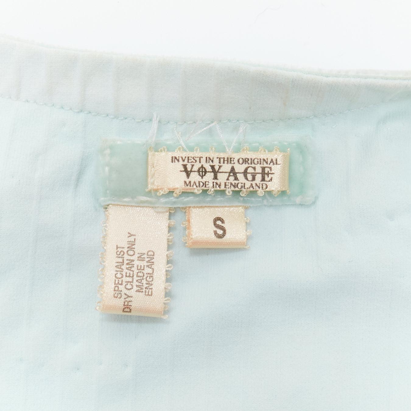 VOYAGE INVEST IN THE ORIGINAL LONDON mint blue embellished velvet cardigan S 3