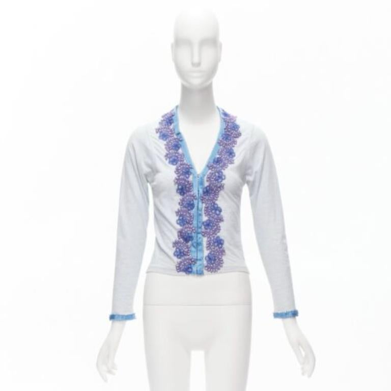 VOYAGE INVEST IN THE ORIGINAL LONDON purple embellishment cotton cardigan L For Sale 5