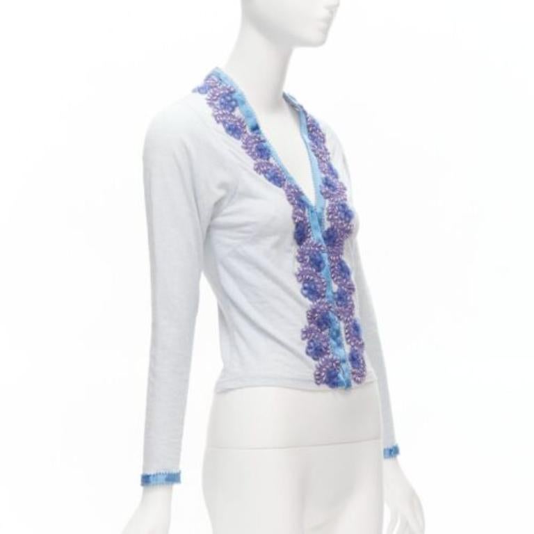 VOYAGE INVEST IN THE ORIGINAL LONDON purple embellishment cotton cardigan L In Fair Condition For Sale In Hong Kong, NT