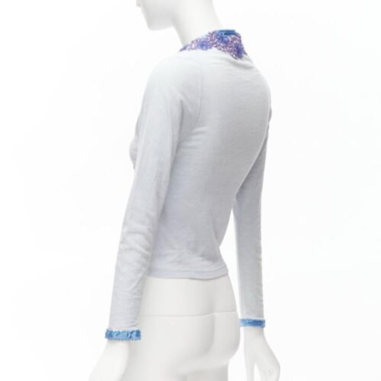 VOYAGE INVEST IN THE ORIGINAL LONDON purple embellishment cotton cardigan L For Sale 2