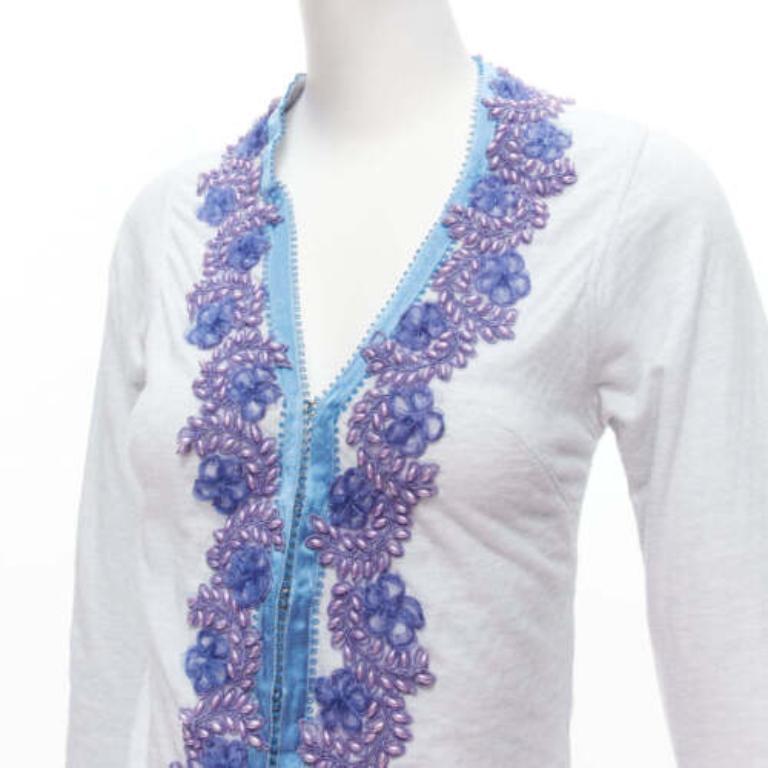 VOYAGE INVEST IN THE ORIGINAL LONDON purple embellishment cotton cardigan L For Sale 3