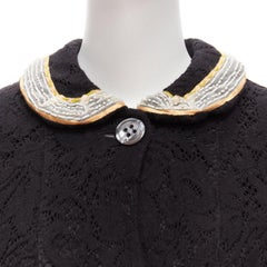 VOYAGE INVEST IN THE ORIGINAL LONDON red green beaded floral black wool coat L