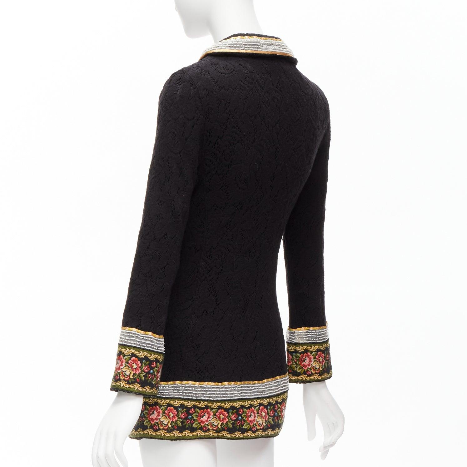 VOYAGE INVEST IN THE ORIGINAL LONDON rouge vert perlé floral noir manteau en laine L en vente 1