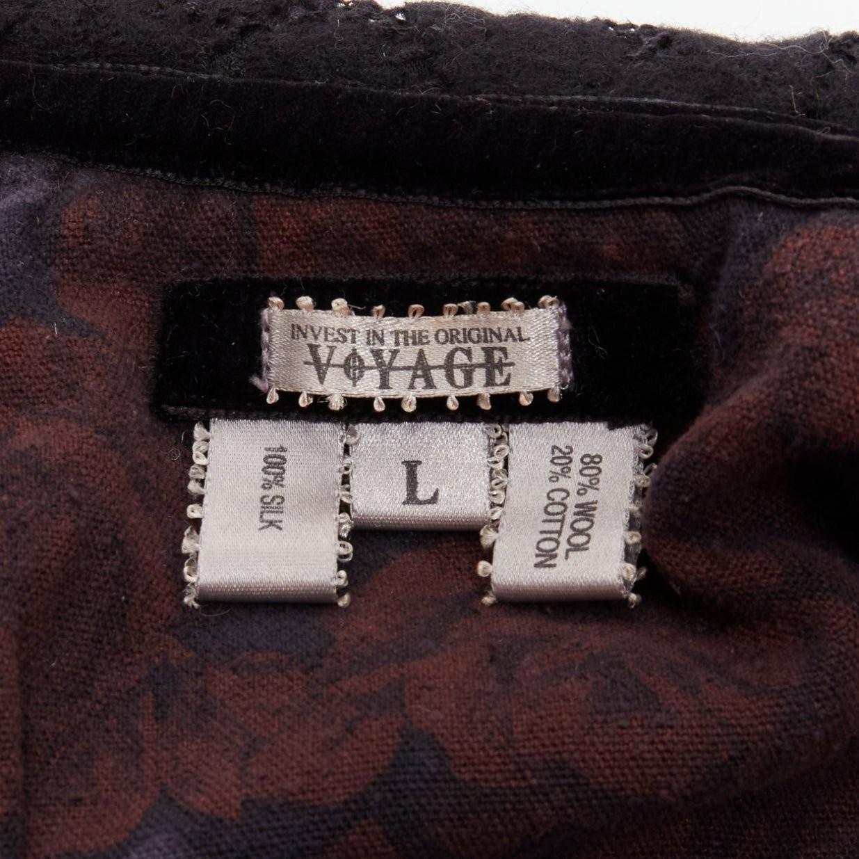 VOYAGE INVEST IN THE ORIGINAL LONDON rouge vert perlé floral noir manteau en laine L en vente 3