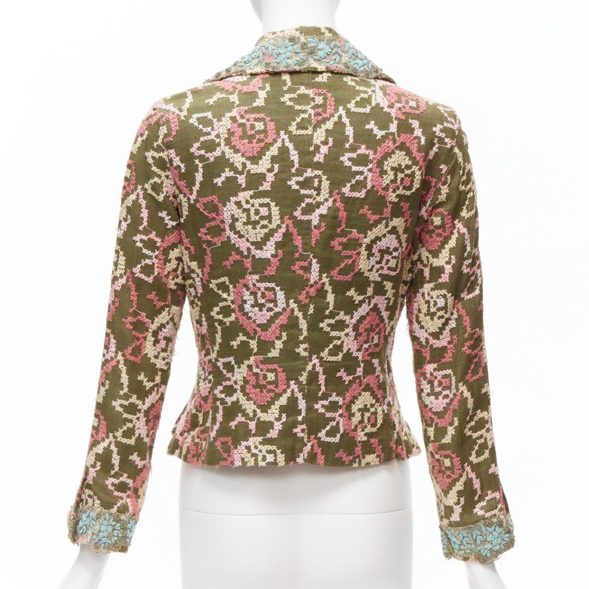 VOYAGE INVEST IN THE ORIGINAL LONDON silk embroidery embellished blazer M For Sale 1
