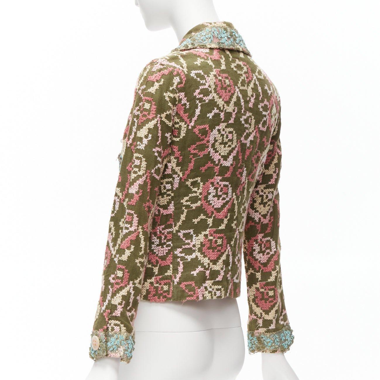 VOYAGE INVEST IN THE ORIGINAL LONDON silk embroidery embellished blazer M For Sale 2