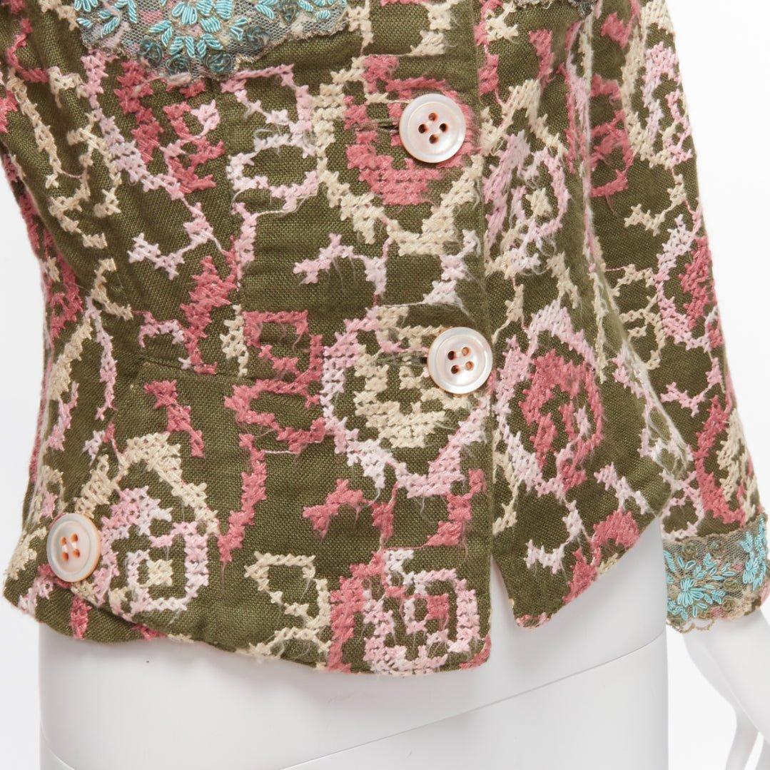VOYAGE INVEST IN THE ORIGINAL LONDON silk embroidery embellished blazer M For Sale 3