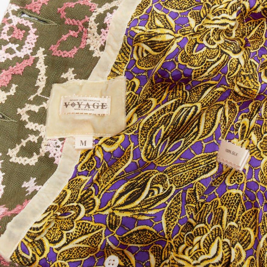 VOYAGE INVEST IN THE ORIGINAL LONDON silk embroidery embellished blazer M For Sale 4