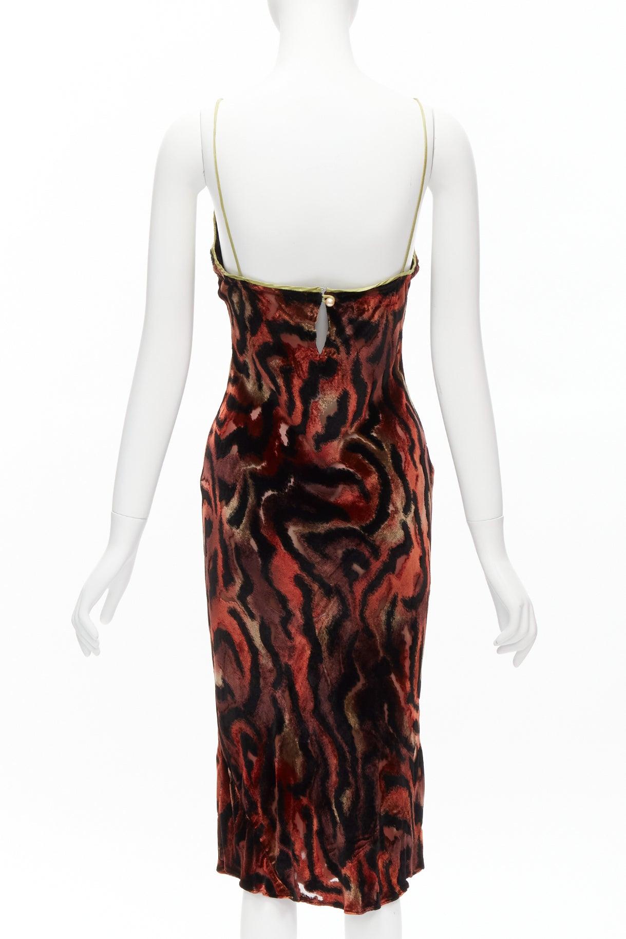 VOYAGE INVEST IN THE ORIGINAL LONDON swirl velvet sheer embroidebust slip dress In Excellent Condition For Sale In Hong Kong, NT