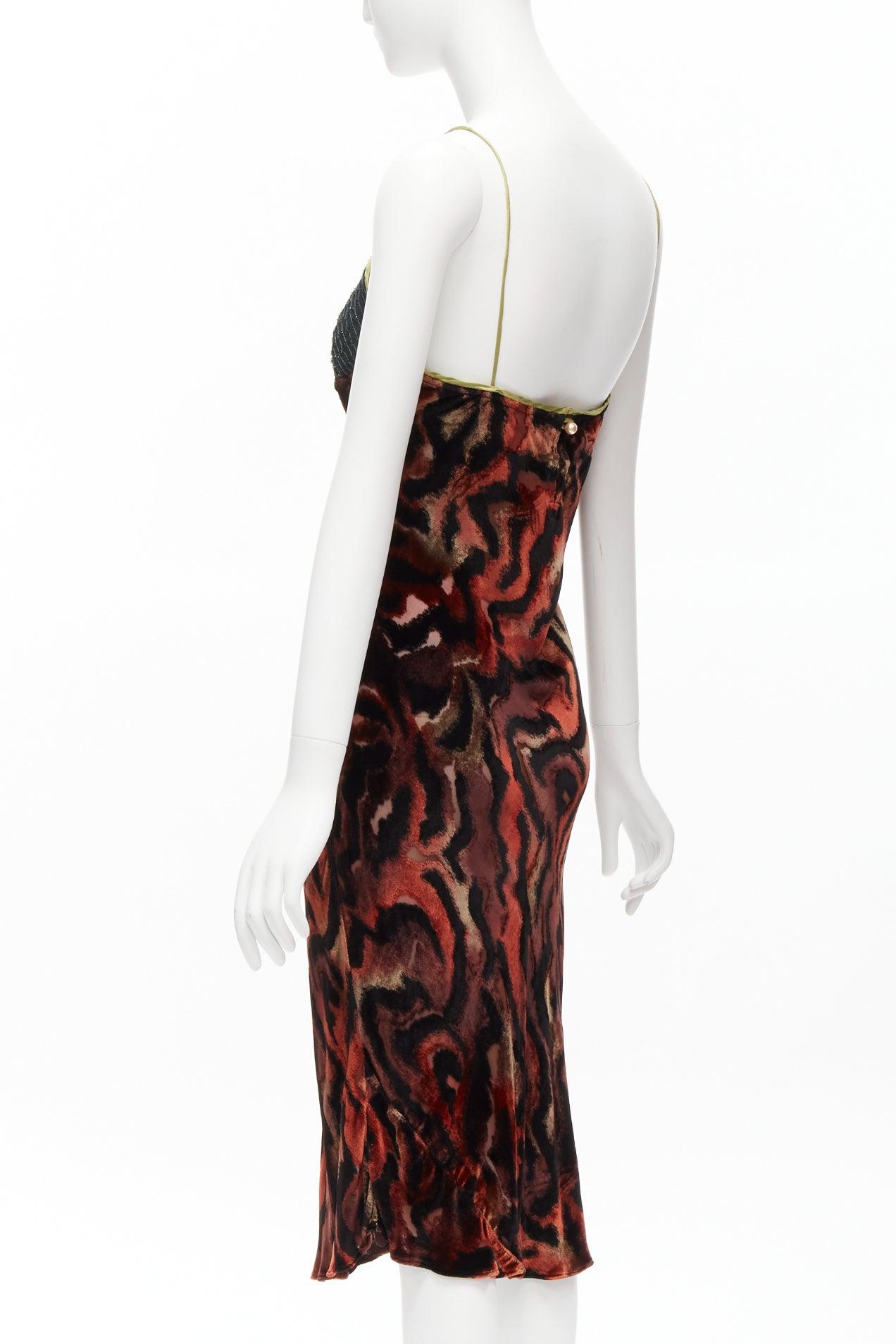Women's VOYAGE INVEST IN THE ORIGINAL LONDON swirl velvet sheer embroidebust slip dress For Sale