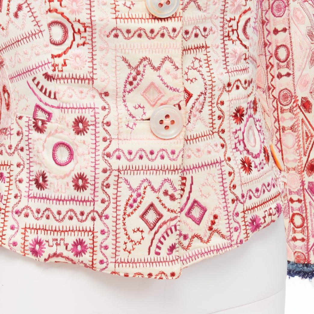 VOYAGE INVEST IN THE ORIGINAL LONDON white embroider blue boucle peplum jacket M 3