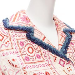 VOYAGE INVEST IN THE ORIGINAL LONDON white embroidered boucle trim fitted jacket