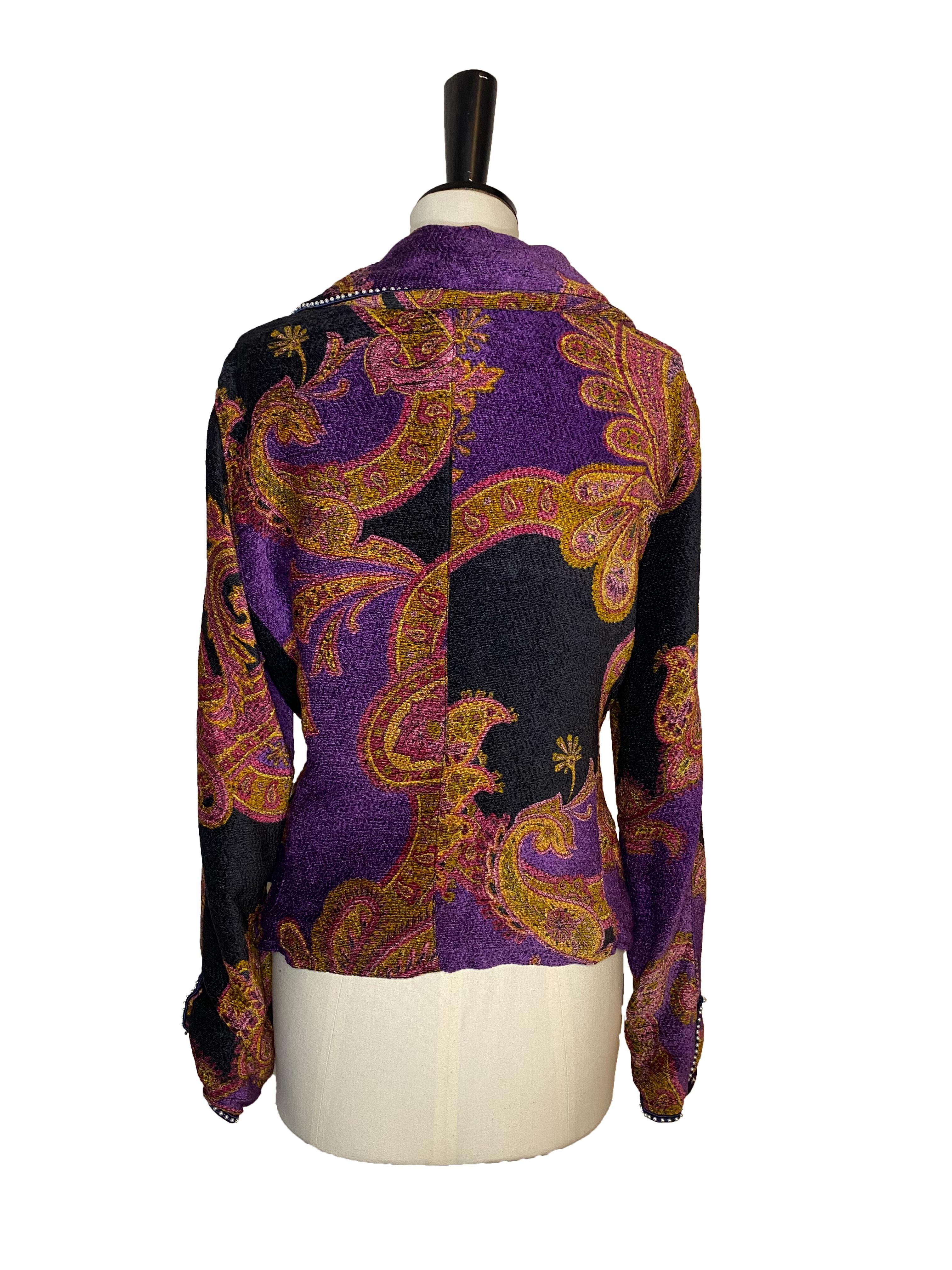 Black Voyage Invest In The Original Paisley Pattern and Pearl Jacket For Sale