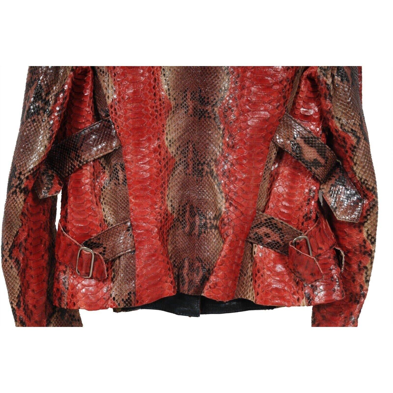 Voyage Invest Into The Original Vintage Y2k Jacket Medium Red Python Snake Biker en vente 5