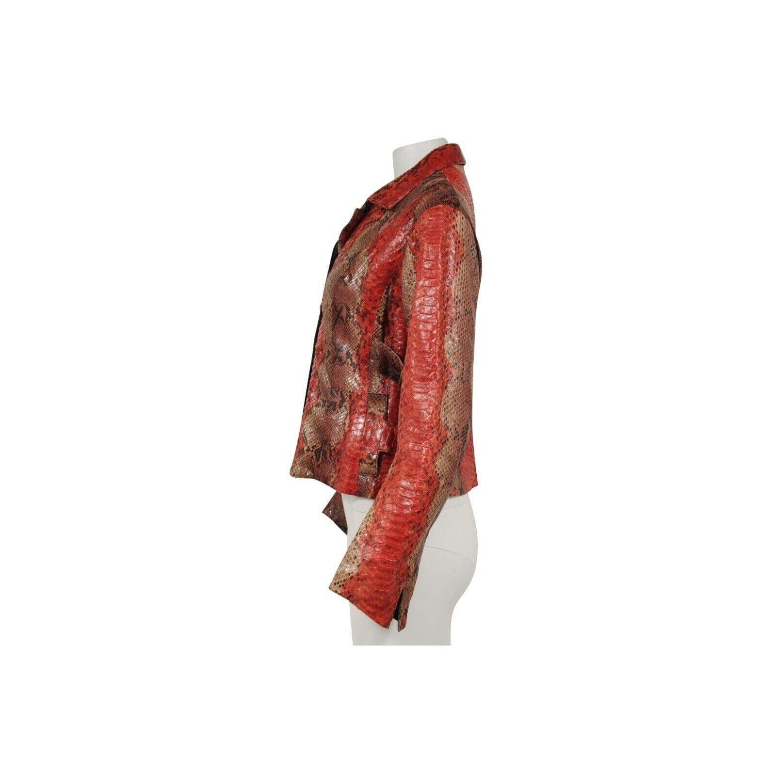 Marron Voyage Invest Into The Original Vintage Y2k Jacket Medium Red Python Snake Biker en vente