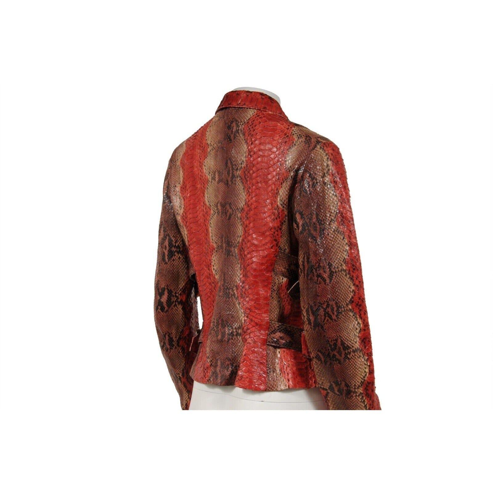 Voyage Invest Into The Original Vintage Y2k Jacket Medium Red Python Snake Biker en vente 1