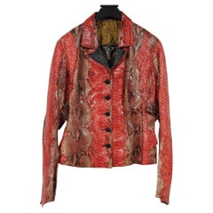 Voyage Invest Into The Original Chaqueta Vintage Y2k Mediana Rojo Pitón Serpiente Biker