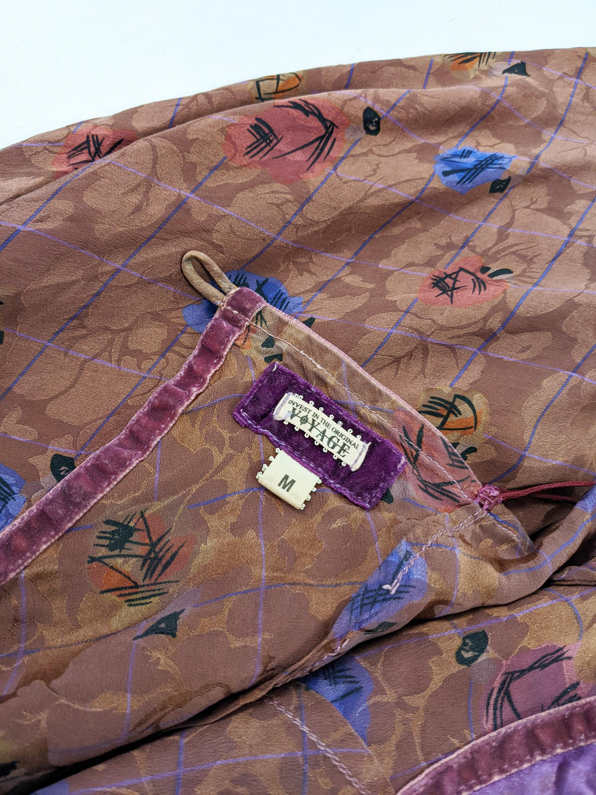 Voyage London Vintage Womens Y2K Brown Satin & Purple Lace 90s Slip Dress, 1990s For Sale 1