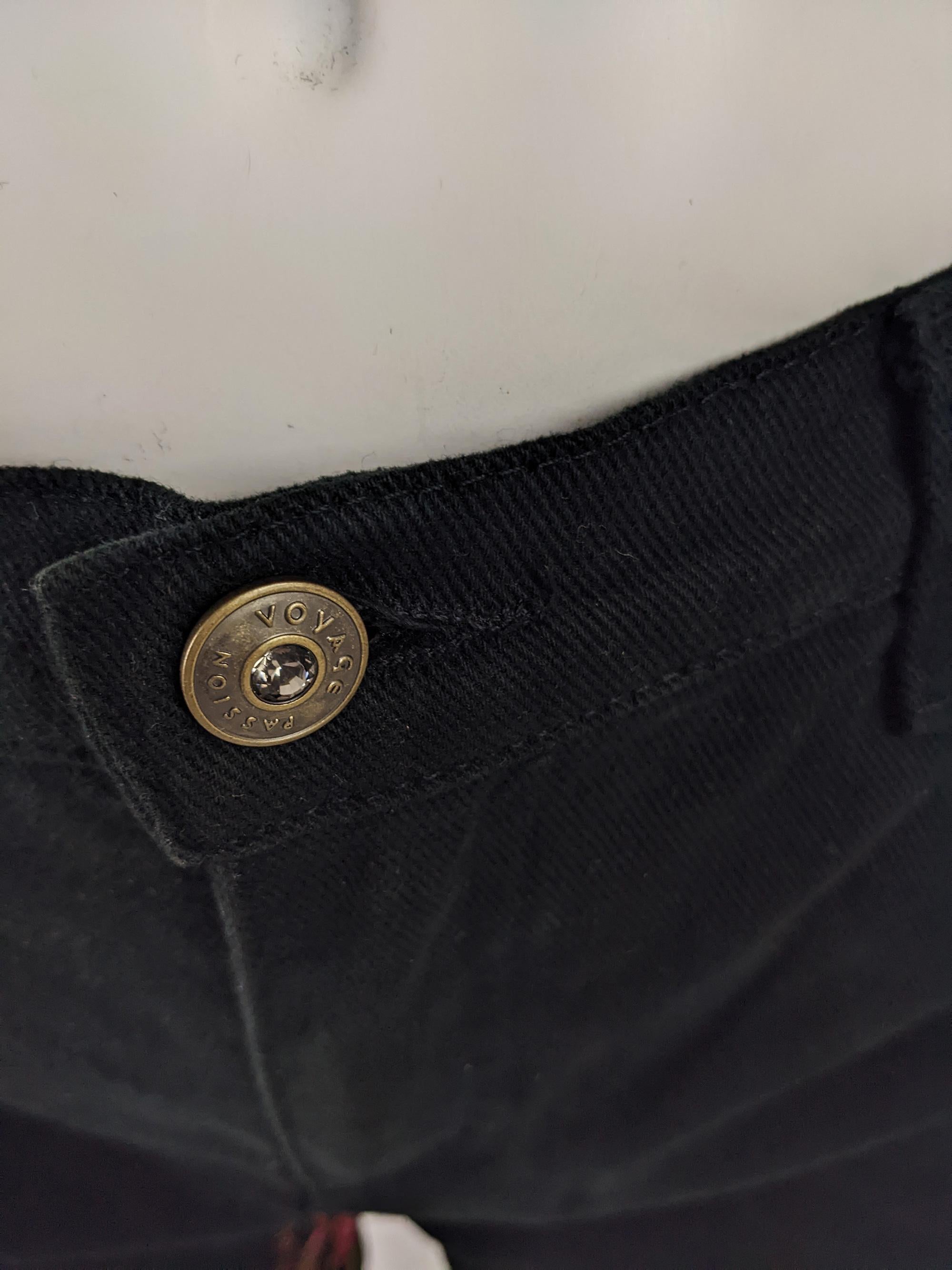 Women's Voyage Passion Vintage y2k Black Denim Low Rise Waist Bootcut Jeans, 2000s For Sale