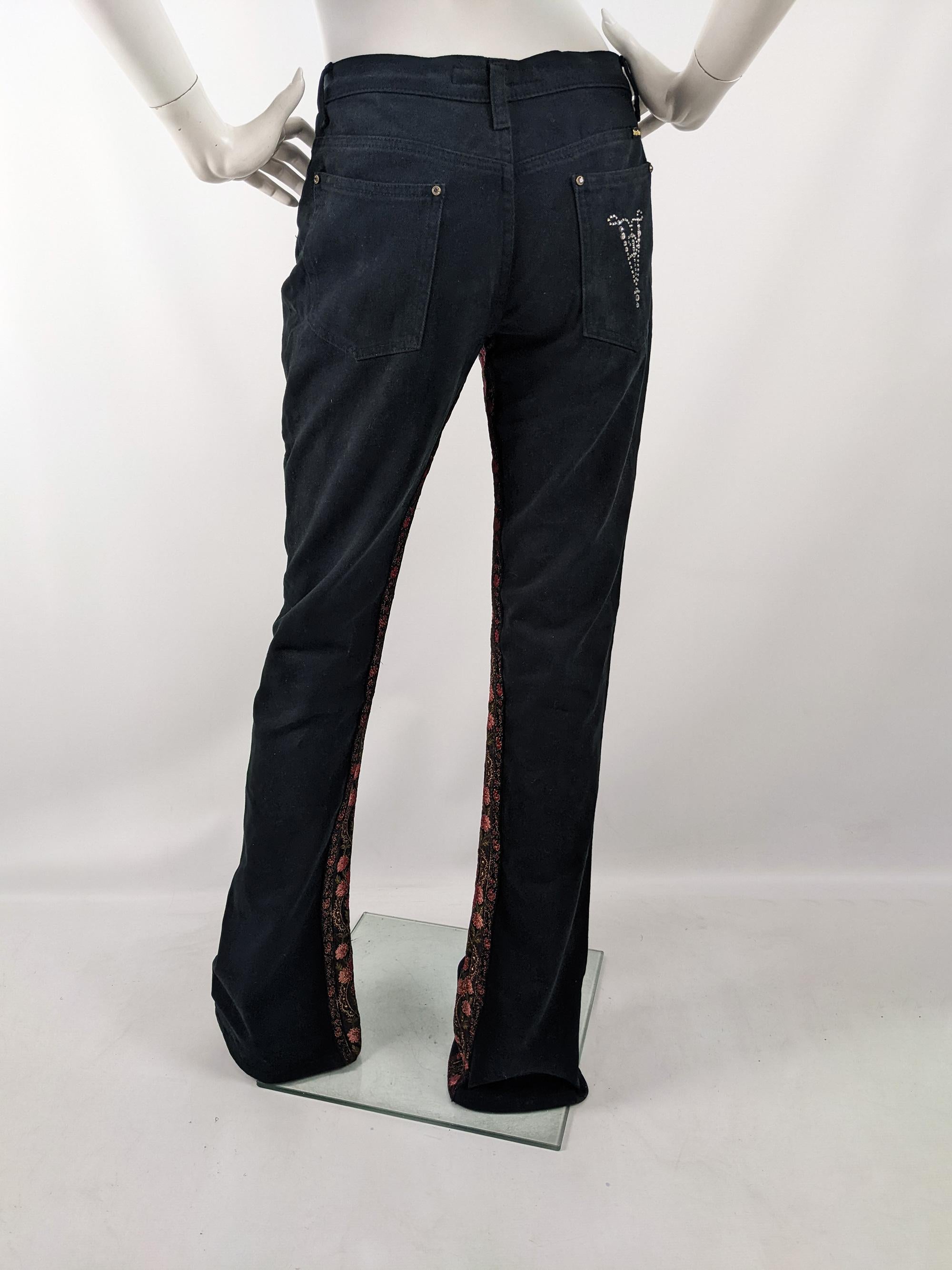 Voyage Passion Vintage y2k Black Denim Low Rise Waist Bootcut Jeans, 2000s For Sale 1