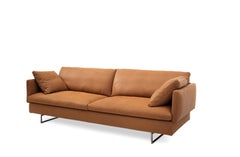 Voyage Small Sofa in Natural Leather Upholstery & Black Nickel by Sergio Bicego