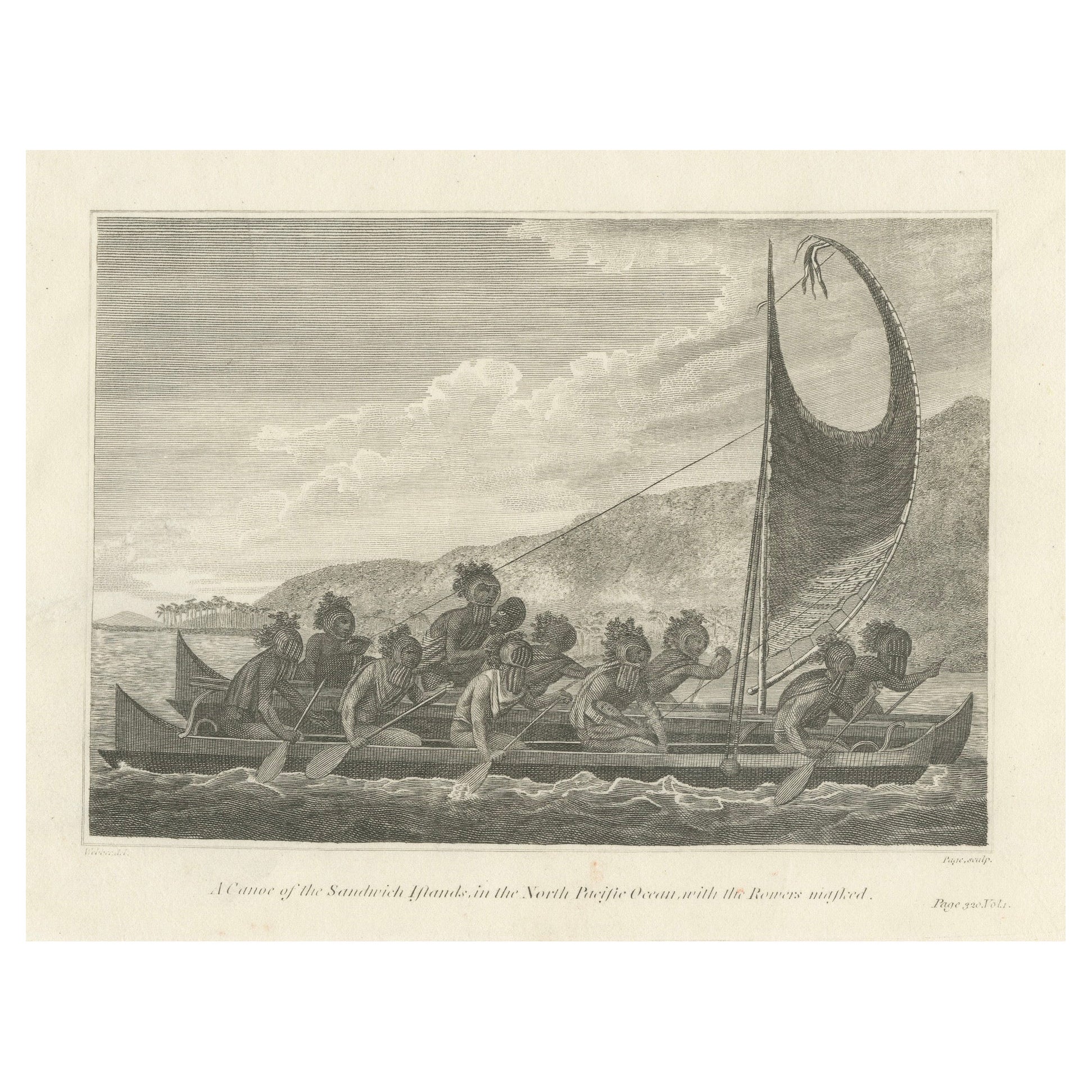 Voyage vers le Pacifique : canoë de guerre hawaïen en action, vers 1790