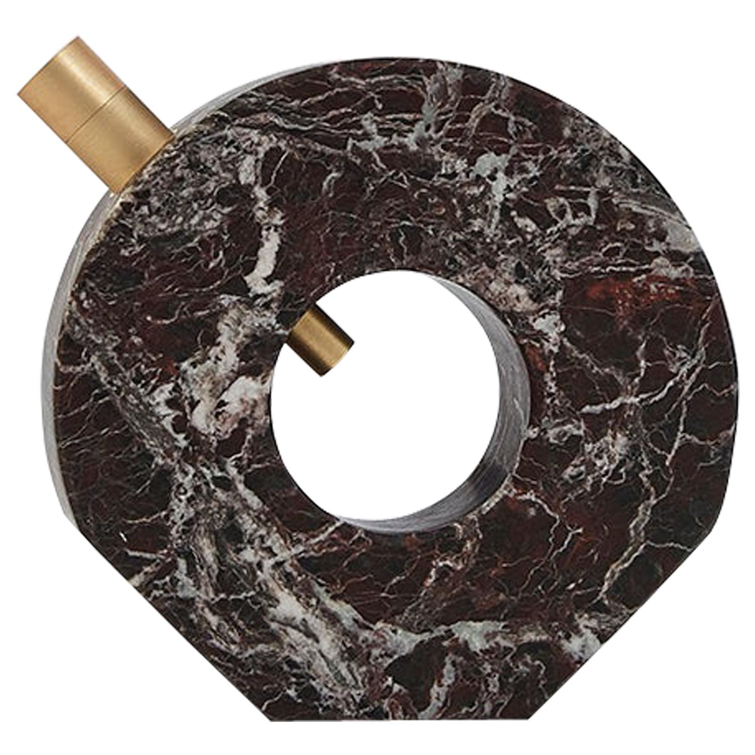 Voyager Disk Rosso Levanto Marble and Brass Table Lamp For Sale