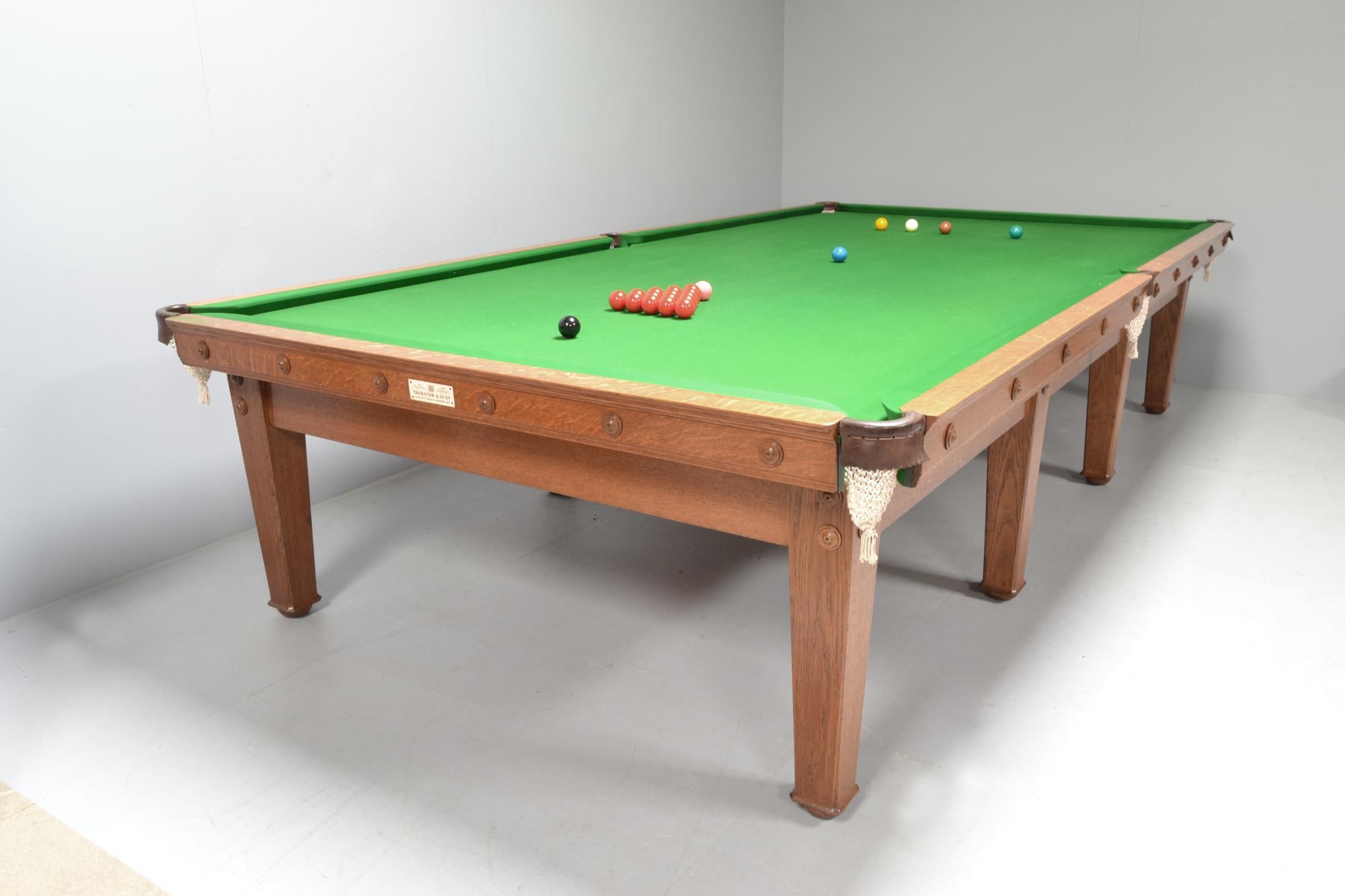 A beautiful full size 12ft x 6ft oak billiard or snooker table circa 1907, designed by C F A Voysey, elegant clean lines with tapering chamfered legs.

The table has been sympathetically cleaned and lightly waxed by hand to ensure an original arts