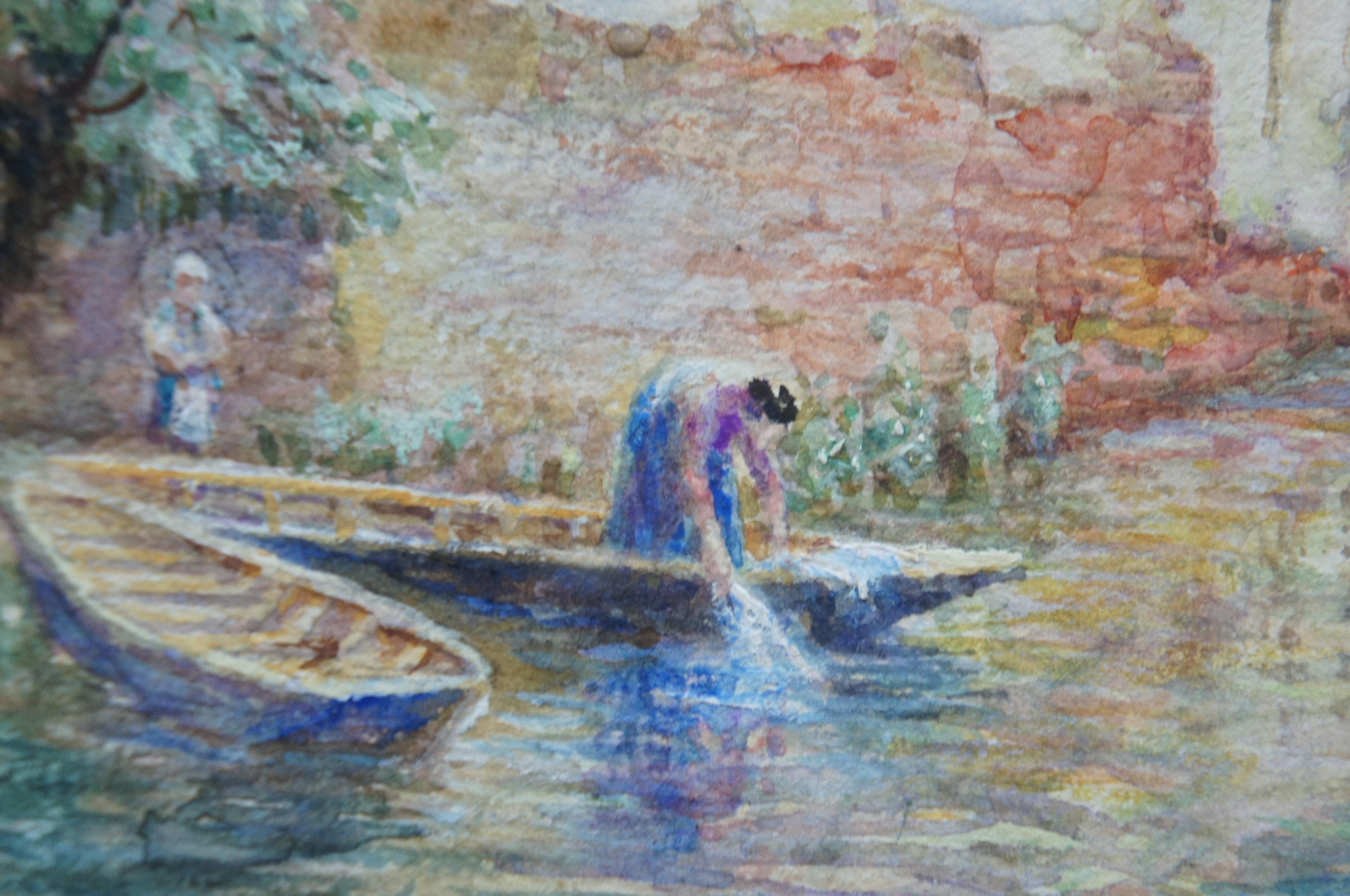 V.P. Richards Impressionist Watercolor Mapledurham Mill Oxfordshire For Sale 3