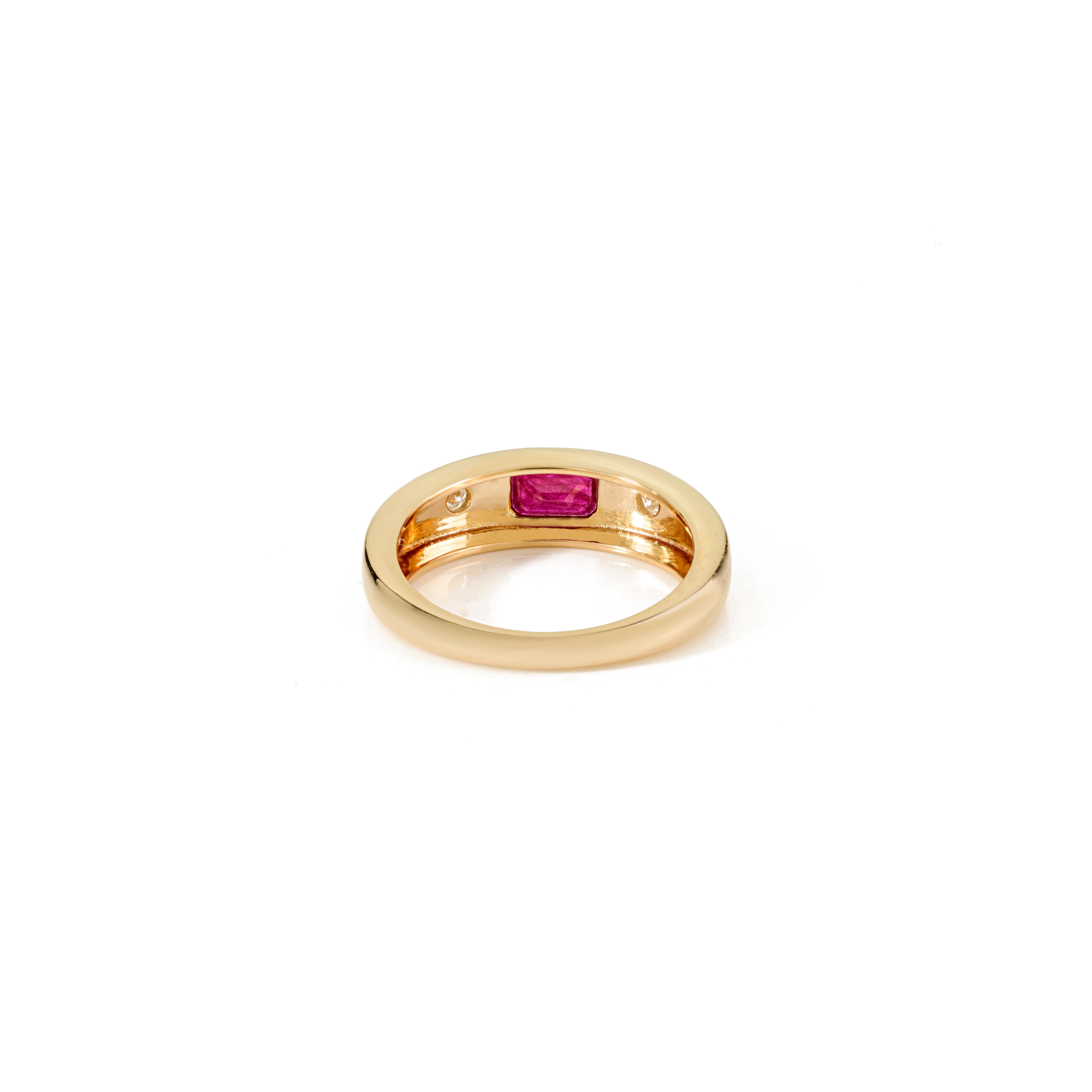 in vendita:  VR Jewels Anello a cupola unisex con rubino ottagonale e accenti di diamante in oro giallo 14K 5