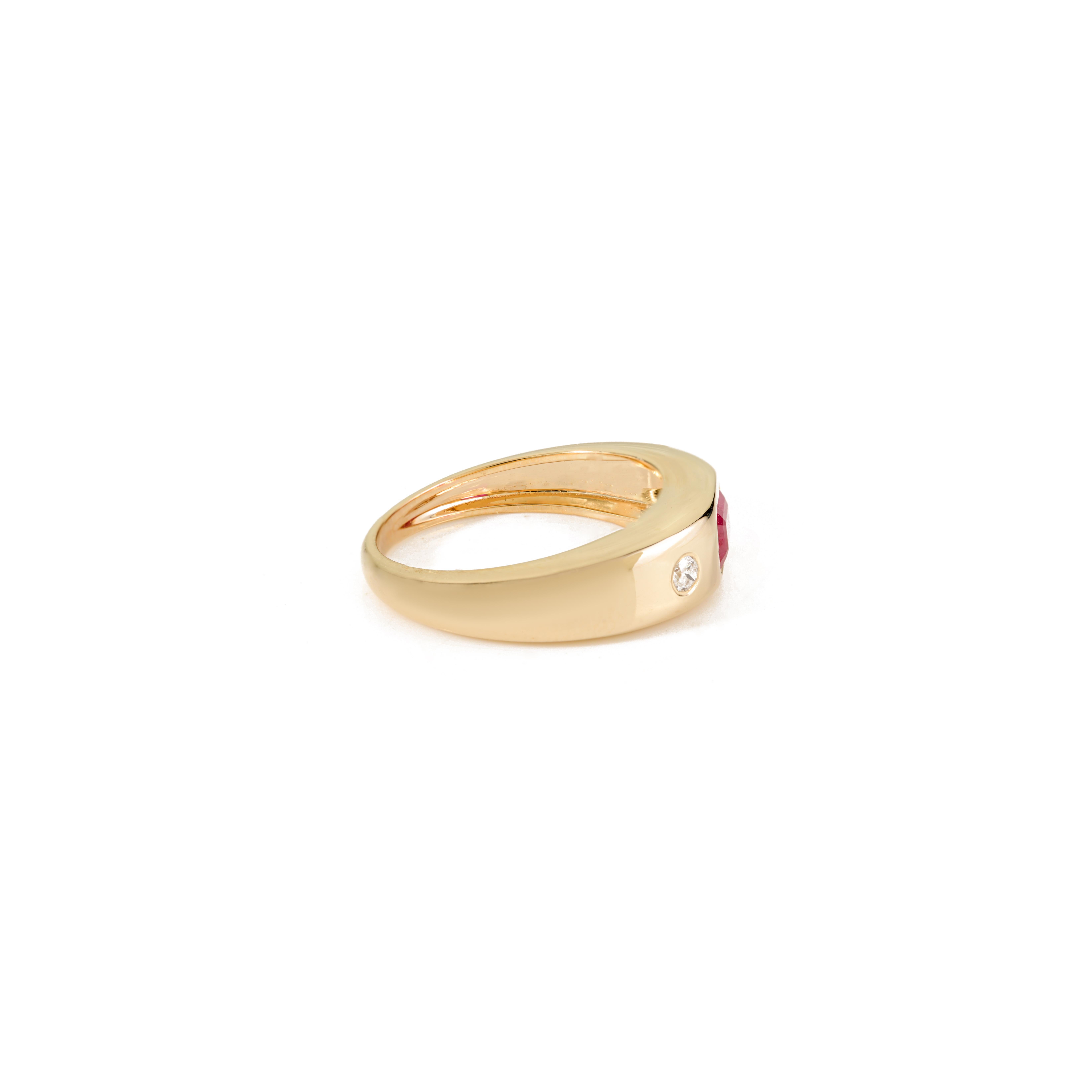 in vendita:  VR Jewels Anello a cupola unisex con rubino ottagonale e accenti di diamante in oro giallo 14K 7