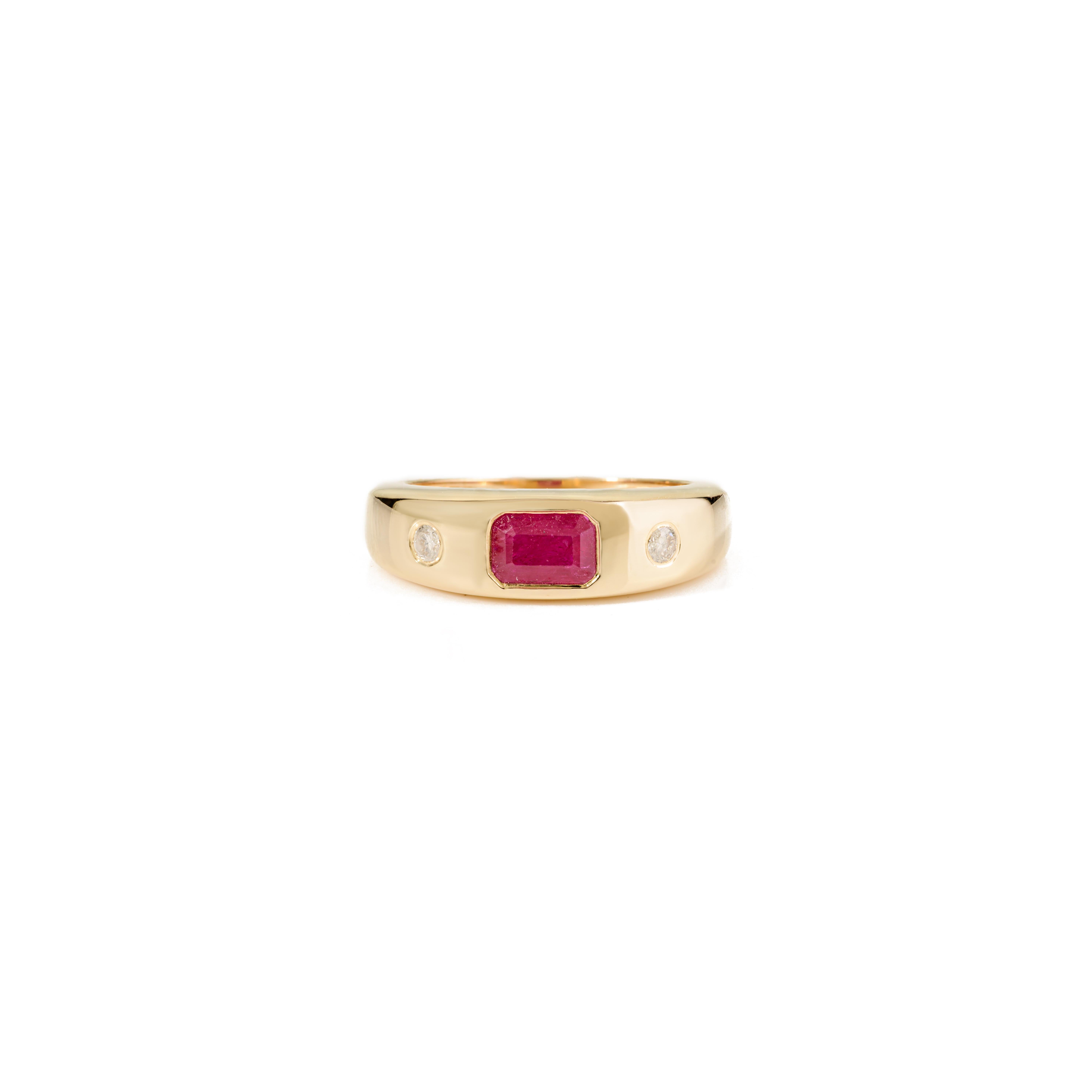 in vendita:  VR Jewels Anello a cupola unisex con rubino ottagonale e accenti di diamante in oro giallo 14K 9