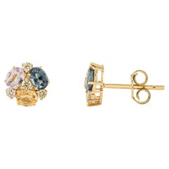 VR Jewels Orecchini con zaffiro multiplo e diamante da 1,28 carati in oro giallo 14K