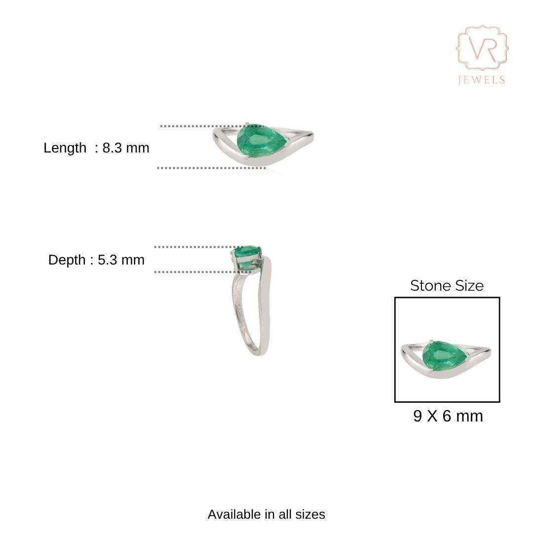 En vente :  VR Jewels Bague en or blanc massif 14 carats de 1,31 carat d'émeraudes zambiennes en forme de poire 13