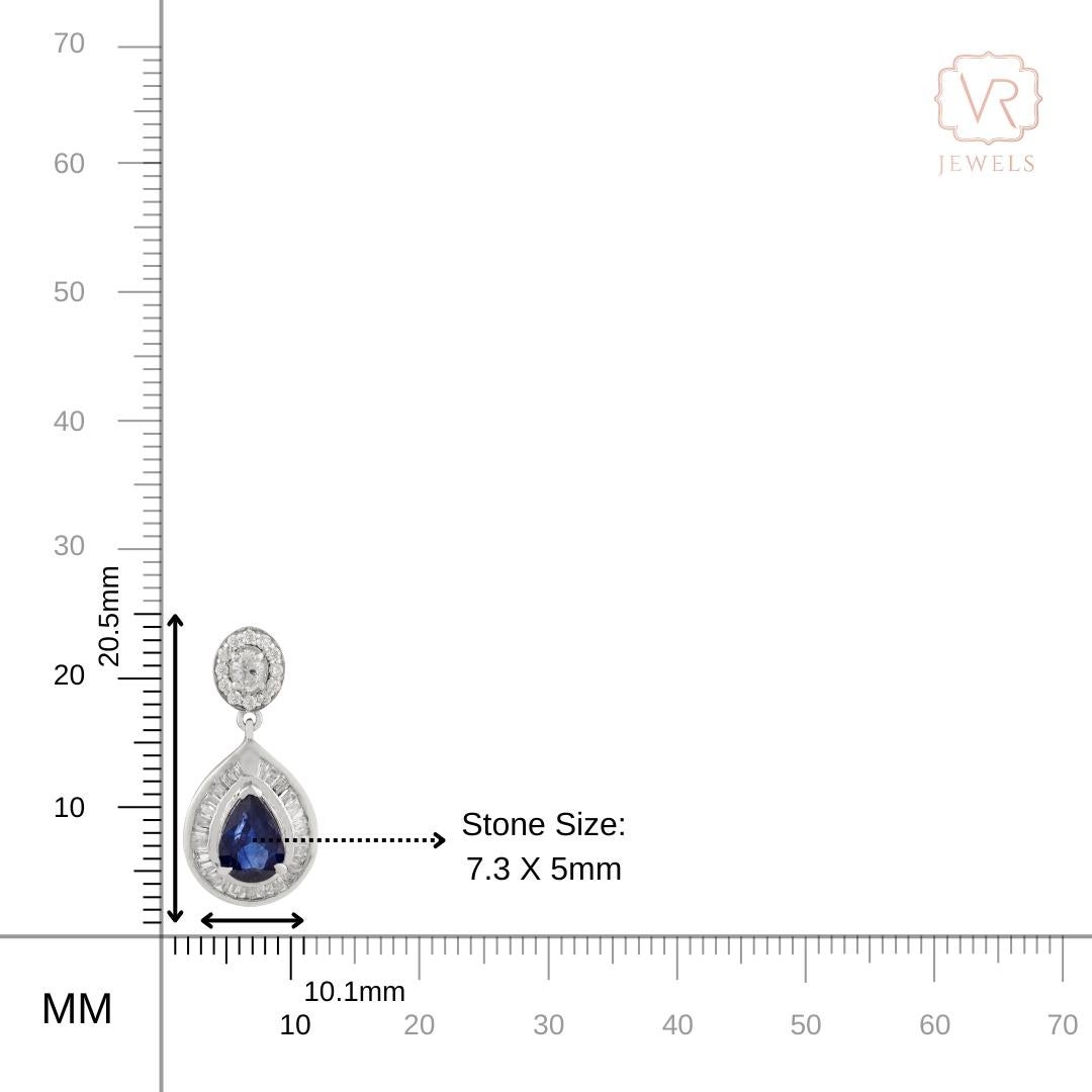 Orecchini a goccia a raggiera in oro 14K in stile Art Deco con zaffiro blu e diamanti da 1,46 carati in vendita 8