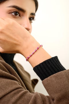 VR Jewels 14K massivem Gelbgold 7,06 Ct Oval Rubin & Diamant Tennis-Armband