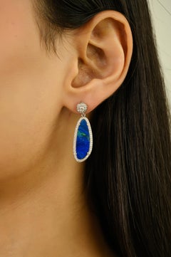 VR Jewels 14K White Gold 6.39 CTW Fire Opal Diamond Halo Drop Earrings For her